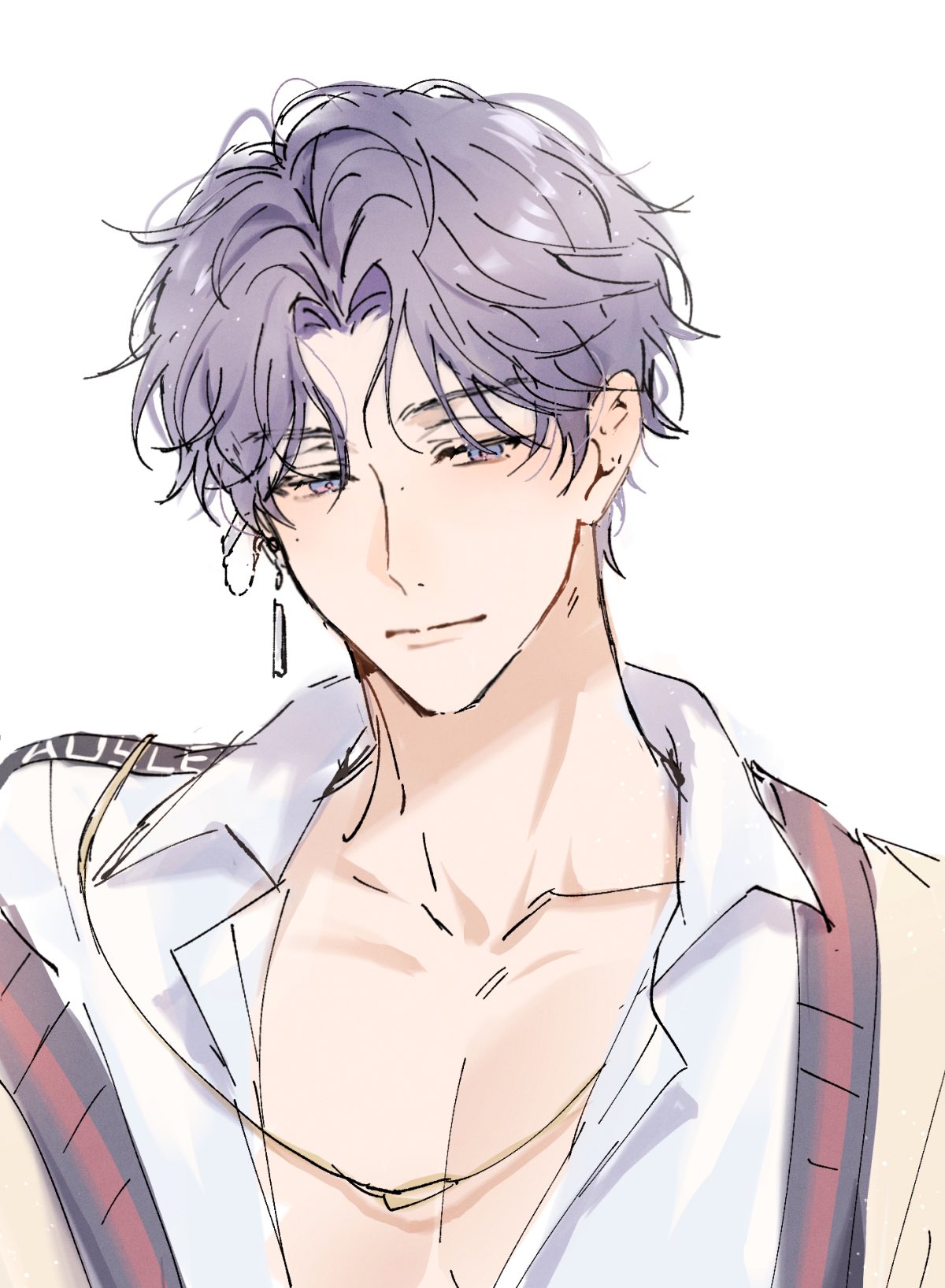 1boy, collarbone, earrings, highres, jewelry, long_sleeves, looking_at_viewer, love_and_deepspace