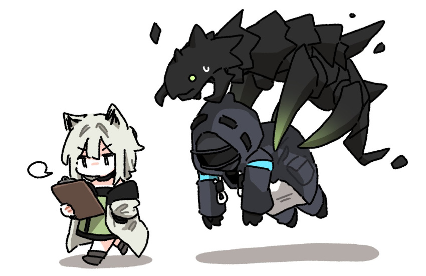 1girl, 1other, ambiguous_gender, animal_ear_fluff, animal_ears, arknights, cat_ears, cat_girl