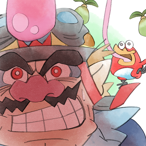 1boy, big_nose, bird, clenched_teeth, facial_hair, food, fruit, goggles