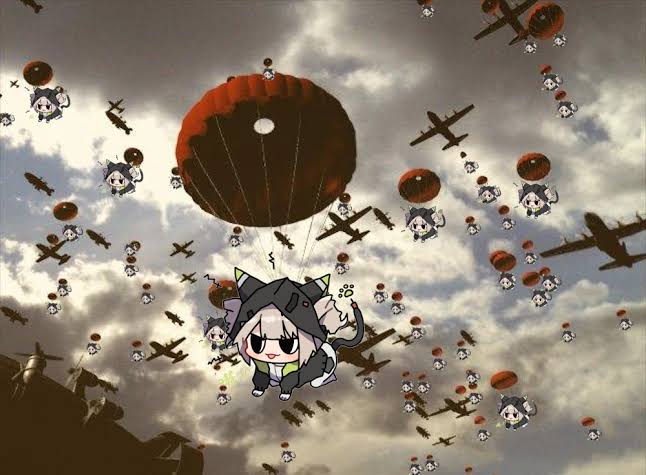 aircraft, airplane, clone, command_and_conquer, command_and_conquer:_red_alert_2, command_and_conquer:_red_alert_3, multiple_girls, parachute, paratrooper