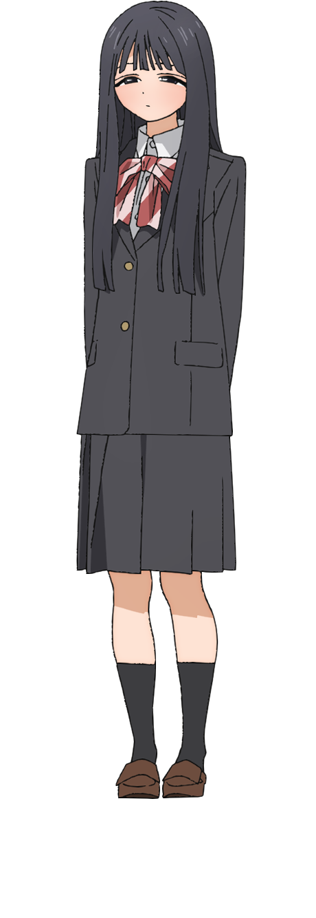 1girl, akebi-chan_no_serafuku, arms_behind_back, black_eyes, black_hair, black_jacket, black_skirt, black_socks