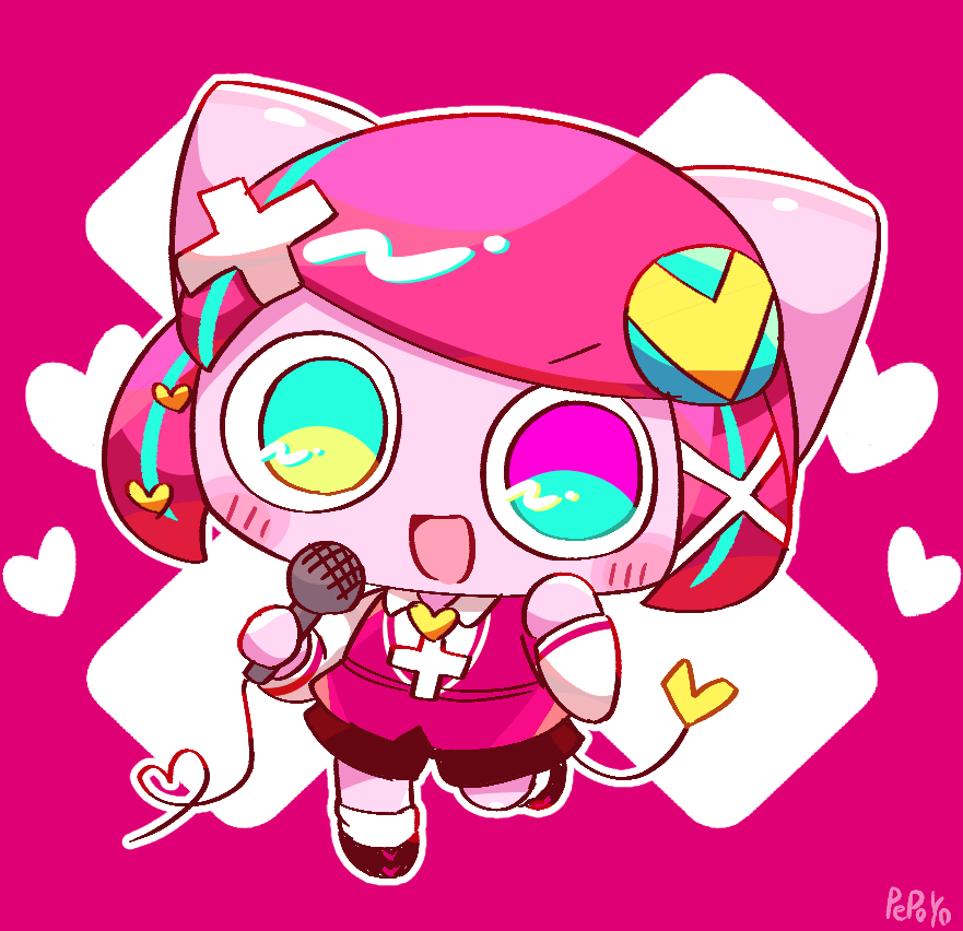 1girl, aqua_eyes, aqua_hair, artist_name, black_footwear, black_shorts, chibi, chibi_only