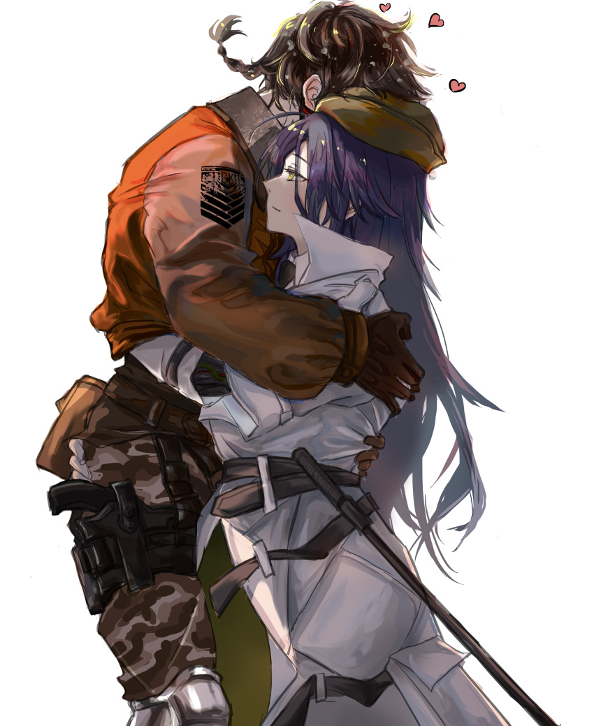 1boy, 1girl, absurdres, ar-18_(girls'_frontline), black_hair, closed_mouth, commander_(girls'_frontline), girls_frontline