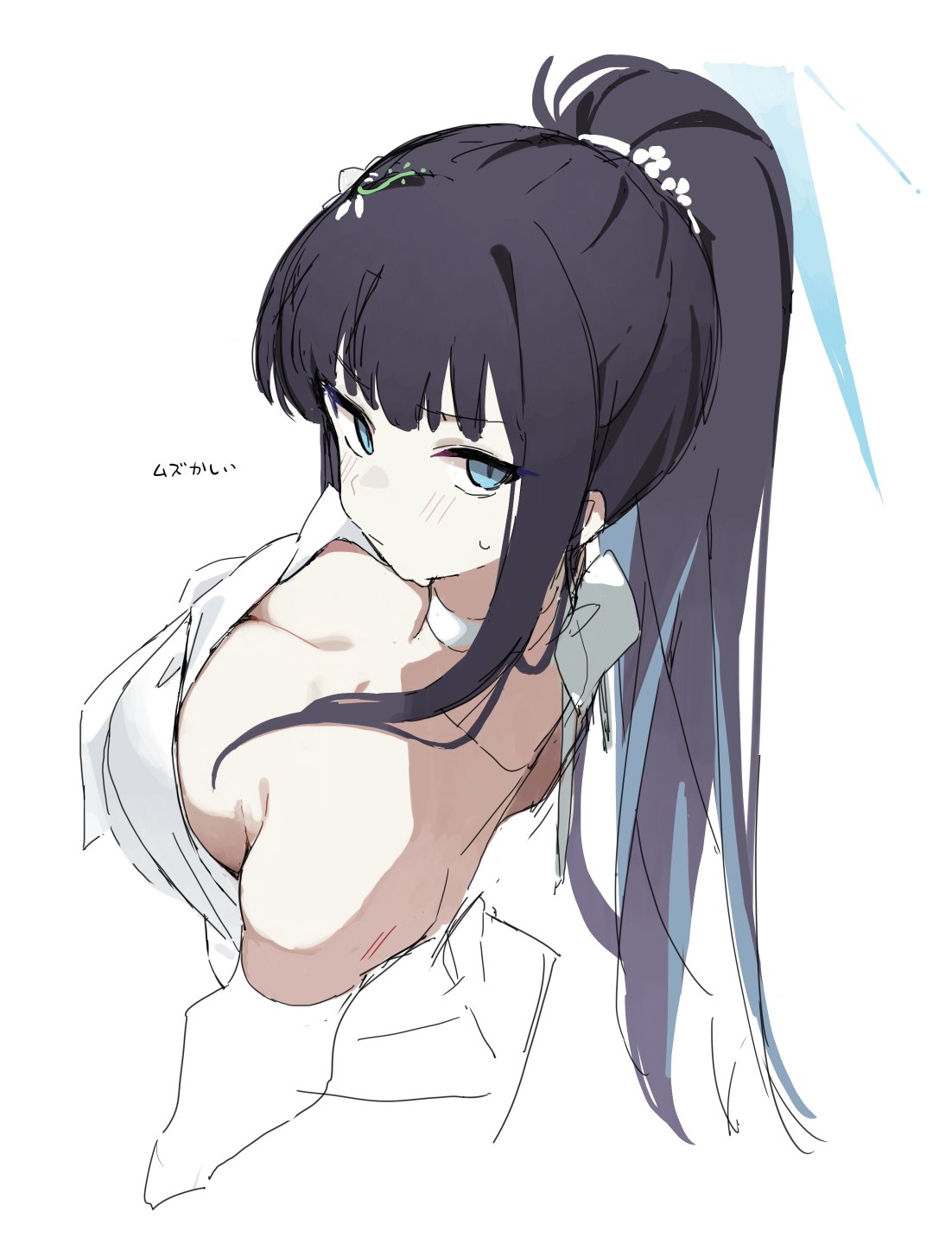 1girl, blue_archive, blue_eyes, blue_hair, choker, dress, hair_ornament, highres