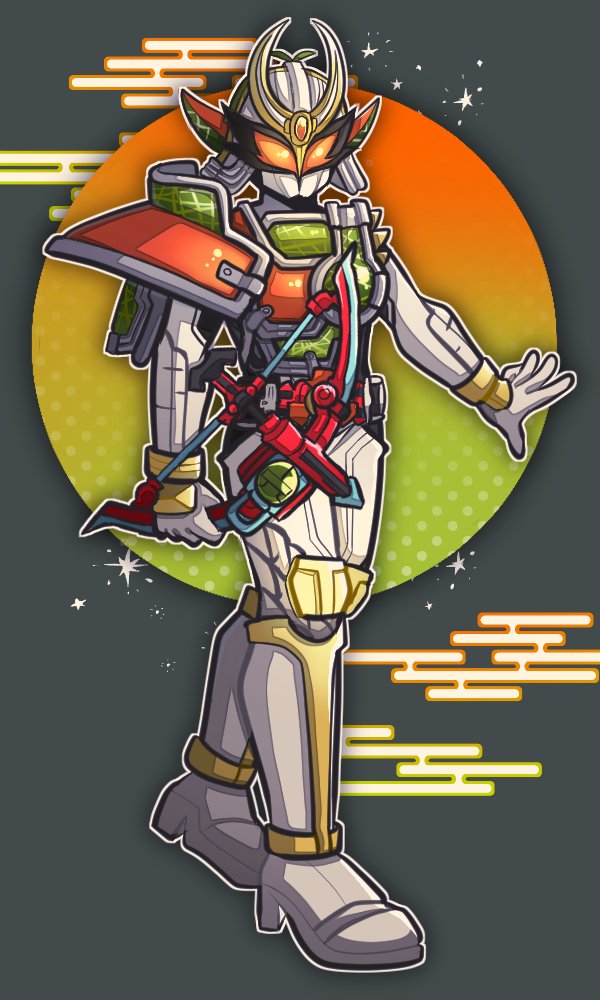 1boy, 1jumangoku, armor, circle, commentary, crossbow, full_body, goggles