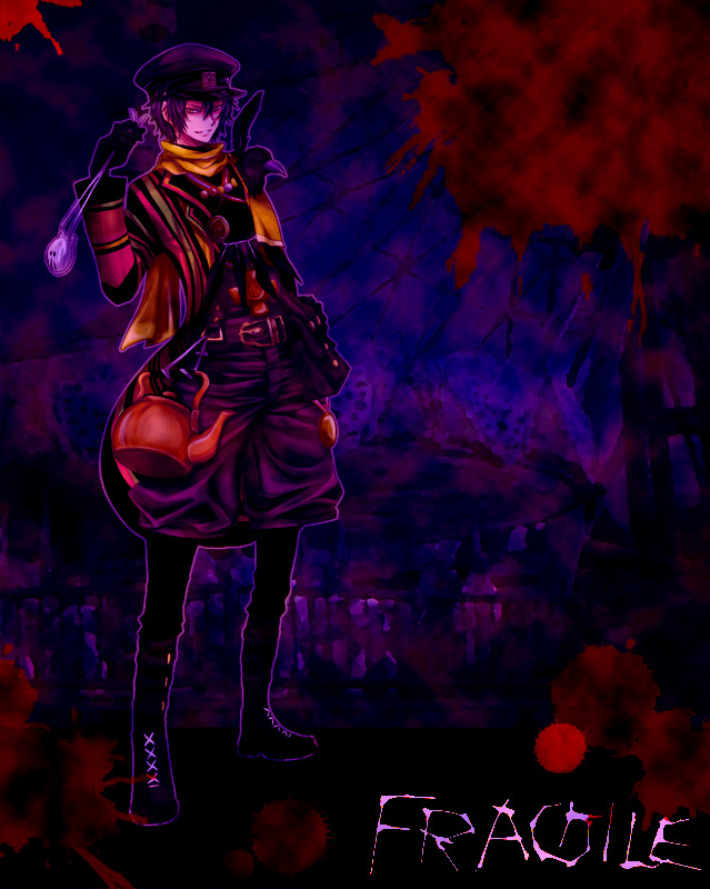 bird, black_hair, blood, crow, crow_(fragile), feathers, fragile, hat