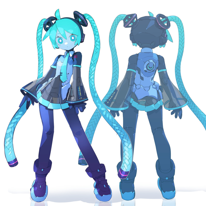 1girl, :/, absurdres, ahoge, android, aqua_eyes, aqua_hair, aqua_necktie