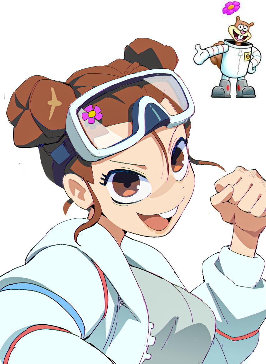 absurdres, aisendraw, animification, breasts, brown_eyes, brown_hair, goggles, highres