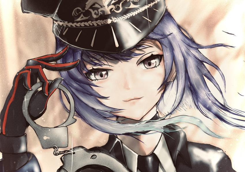 1girl, absurdres, alisa_(punishing:_gray_raven), alternate_costume, black_choker, black_gloves, black_headwear, black_jacket