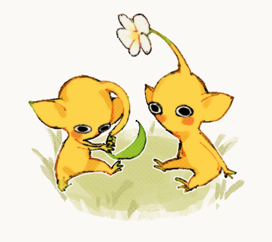 black_eyes, blush_stickers, colored_skin, commentary, english_commentary, flower, grass, holding