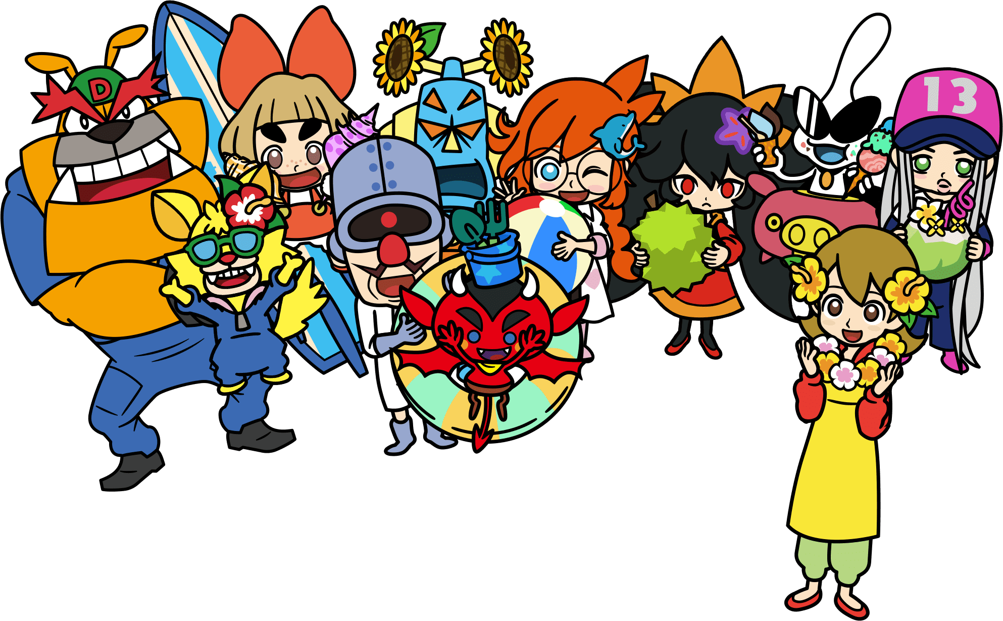 13-amp, 5-volt, 5girls, 6+boys, alien, ashley_(warioware), ball, beachball