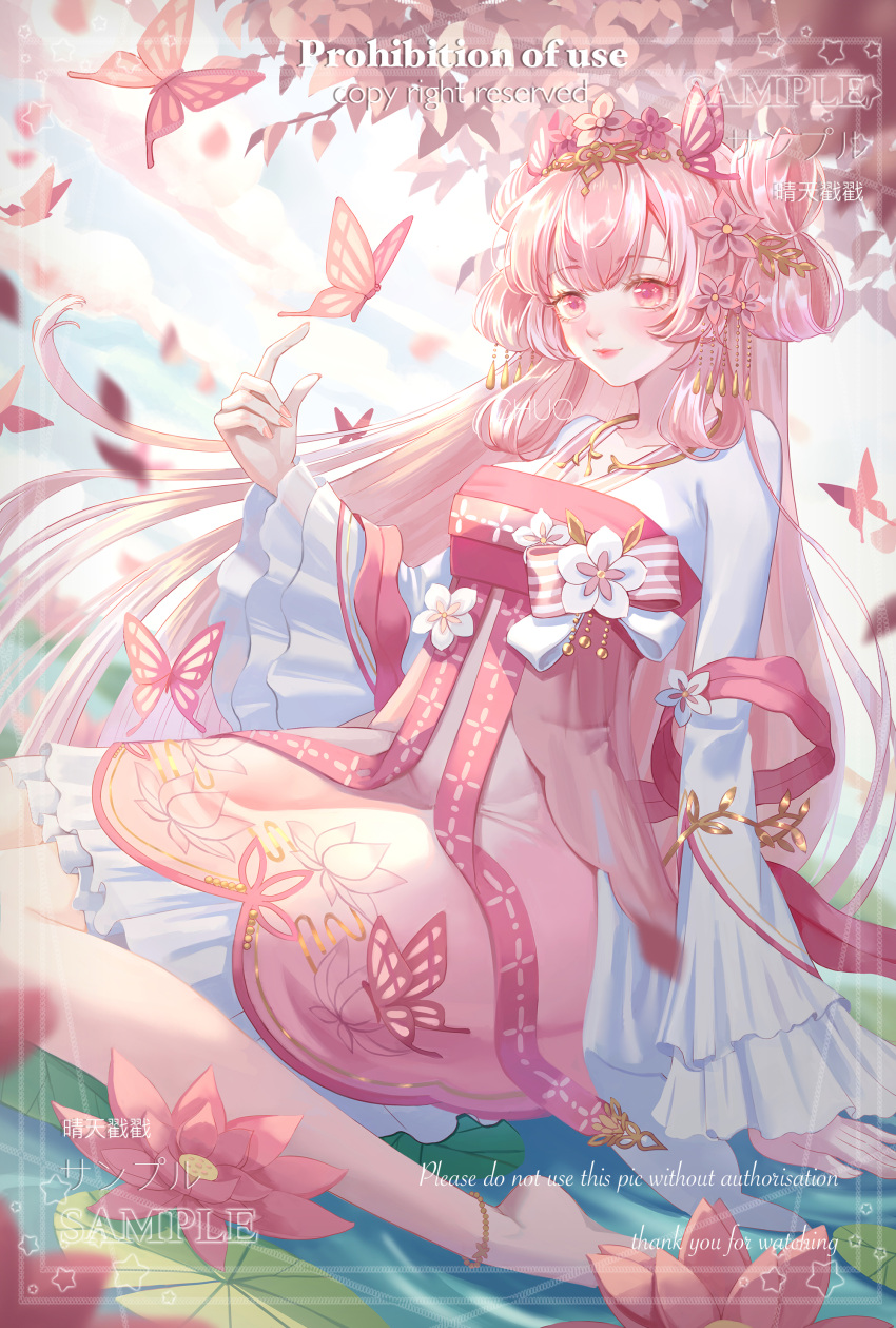 1girl, absurdres, anklet, bare_legs, barefoot, bcy_username, blue_sky, blush