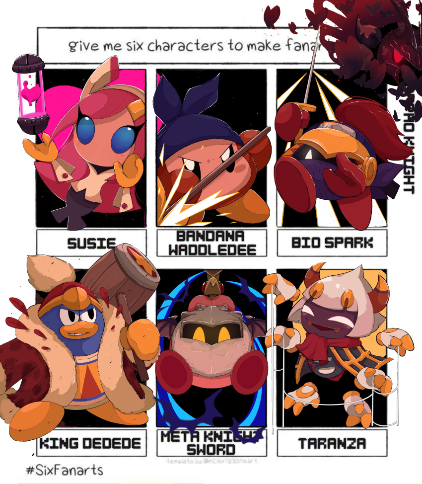 1girl, 93mai, absurdres, bandana, bandana_waddle_dee, bat_wings, bio_spark, blue_bandana