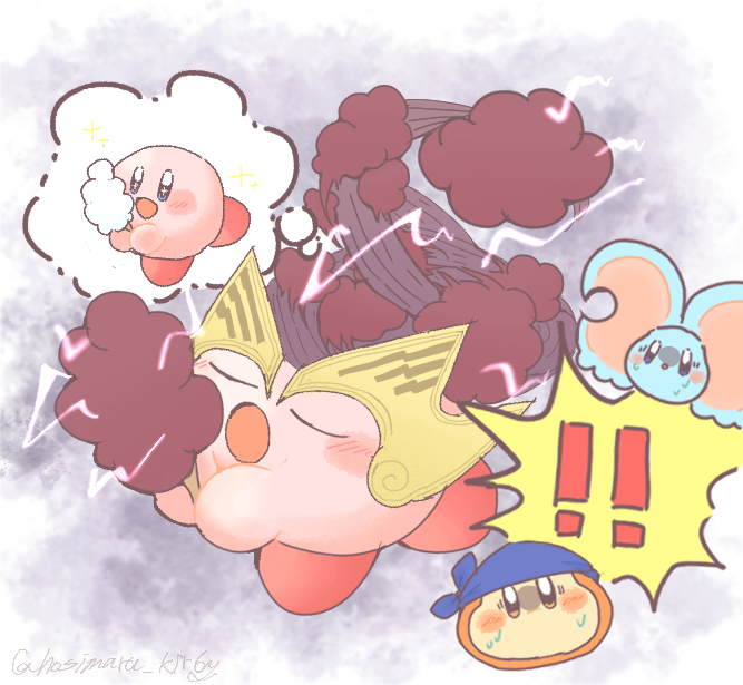 bandana_waddle_dee, closed_eyes, clouds, copy_ability, dreaming, elfilin, food, holding