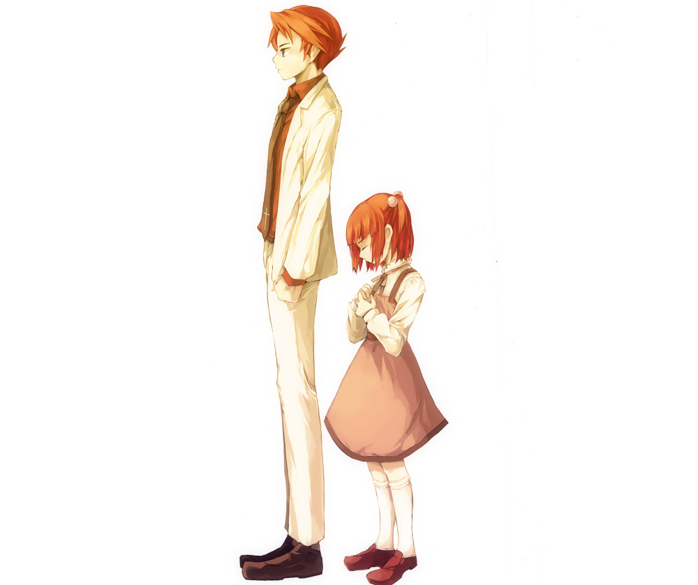 dress, formal, hair_bobbles, hair_ornament, kazi, red_hair, redhead, suit