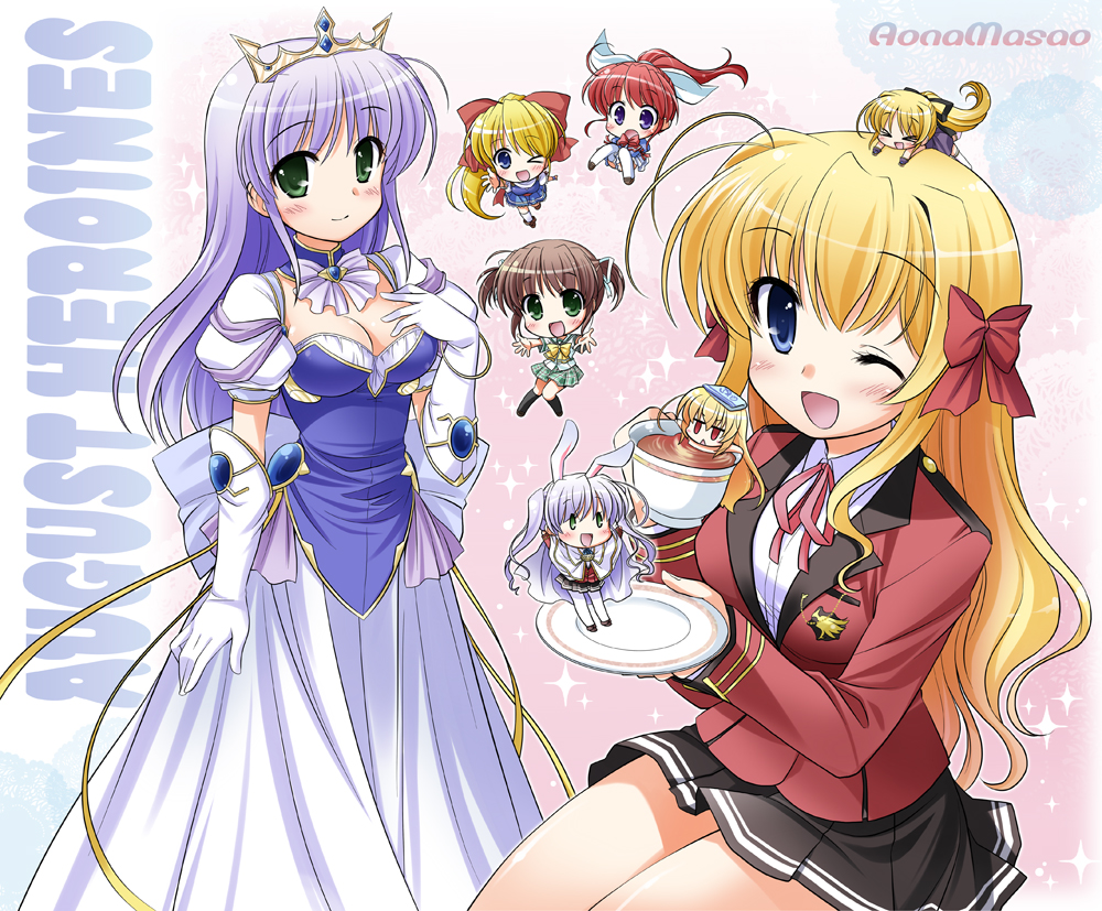 aomasa, asagiri_mai, august_soft, blonde_hair, blue_eyes, character_request, chibi, company_connection