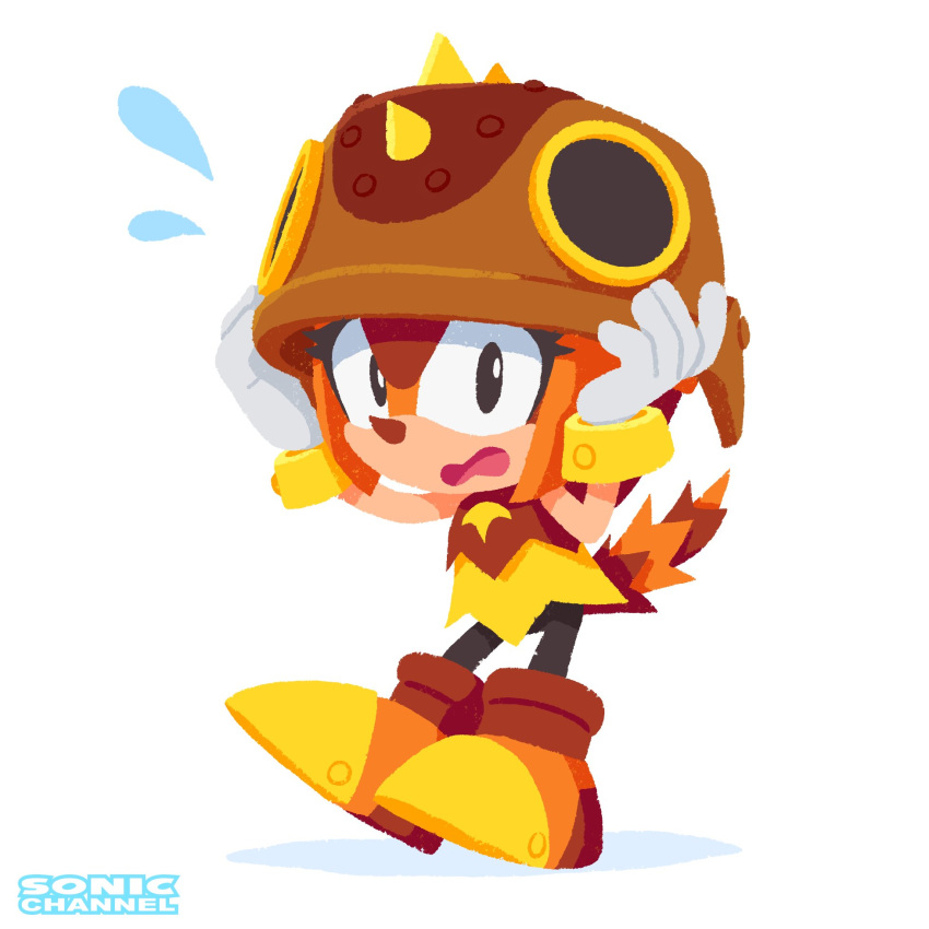 1girl, black_eyes, black_pants, flying_sweatdrops, furry, furry_female, gloves, helmet