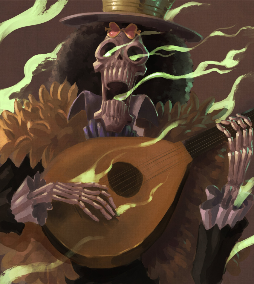 1boy, absurdres, afro, ascot, black_hair, blue_ascot, brook_(one_piece), cidades