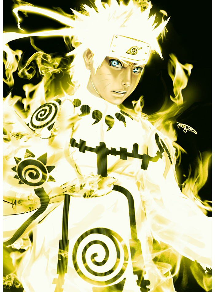 angry, bandana, blonde_hair, blue_eyes, fire, forehead_protector, headband, konohagakure_symbol