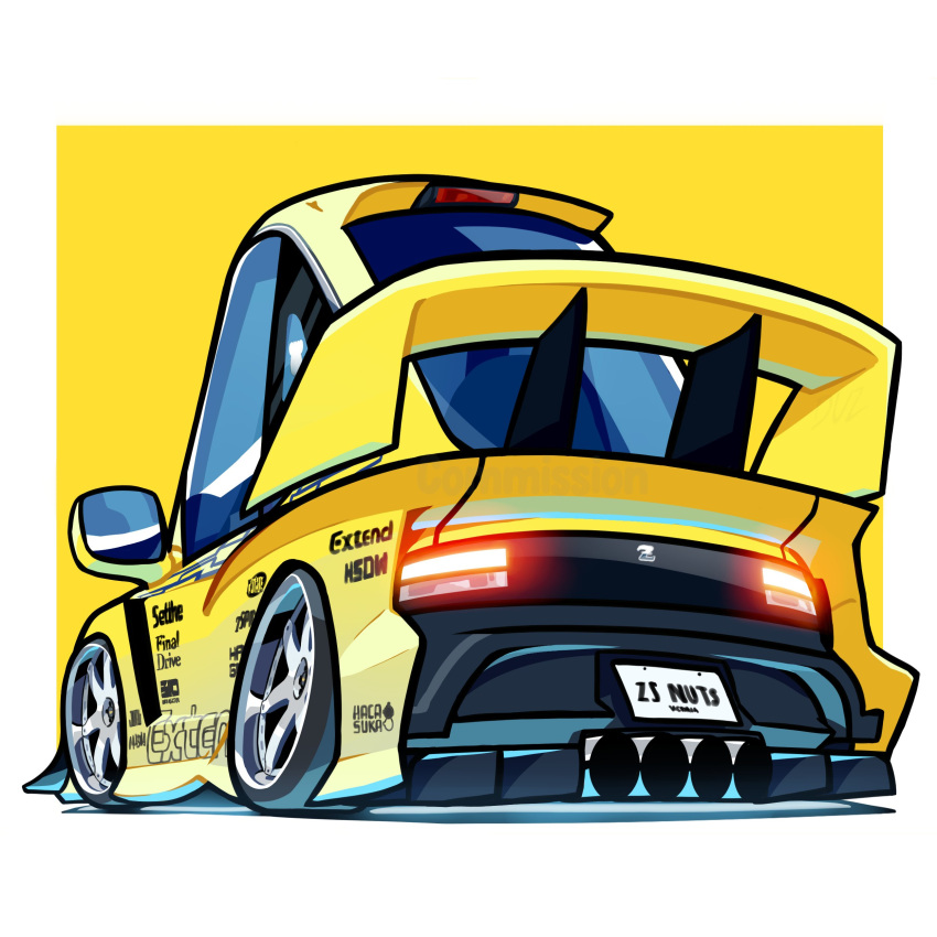 absurdres, border, car, chibi, commission, duz, english_commentary, highres