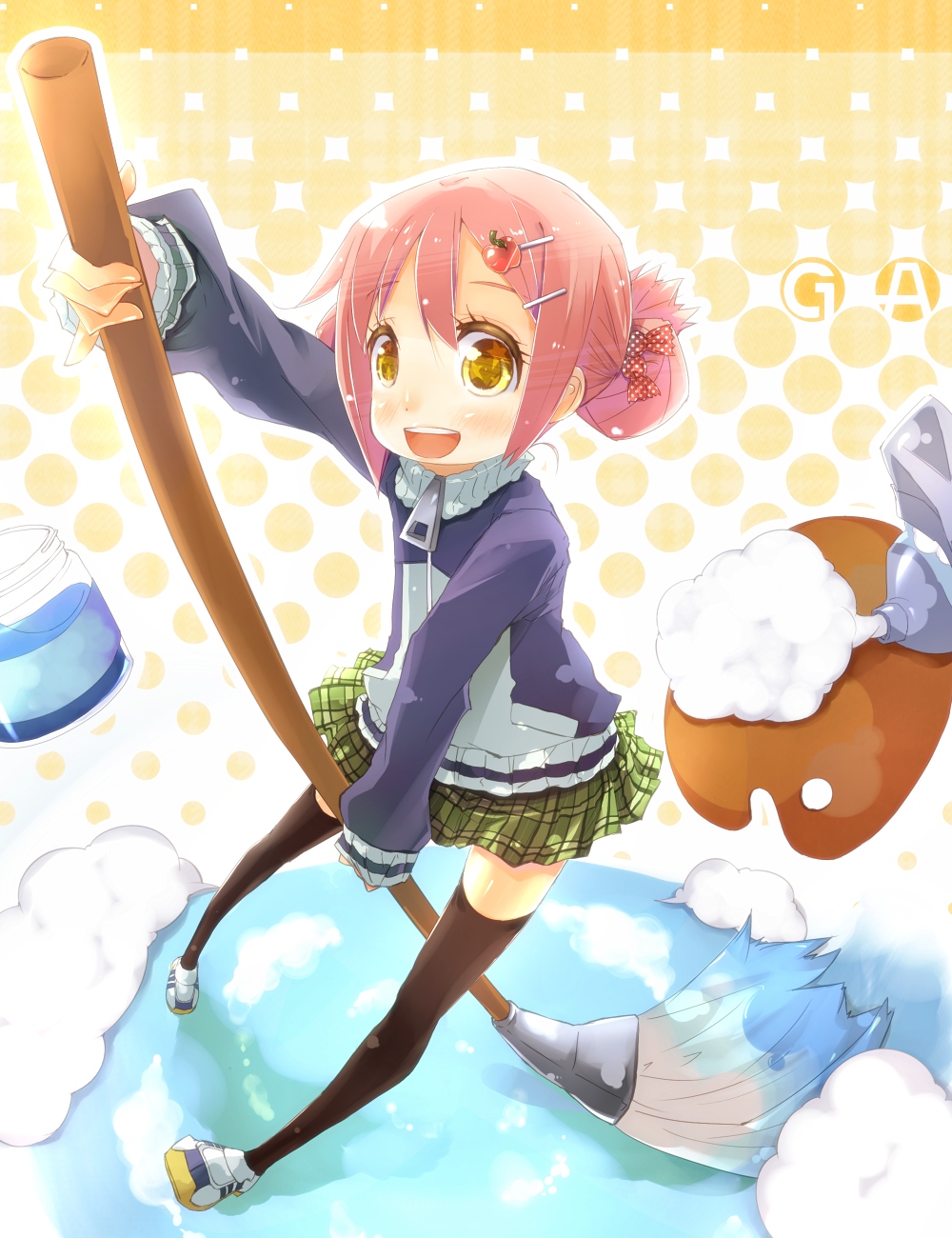 fish_eye, ga_geijutsuka_art_design_class, hato_haru, highres, legs, miniskirt, noda_miki, perspective