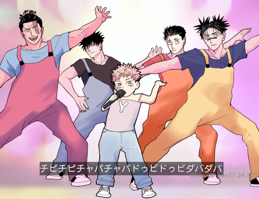 :d, aged_down, alternate_costume, bishie_sparkle, black_hair, character_request, choso_(jujutsu_kaisen), fabulous