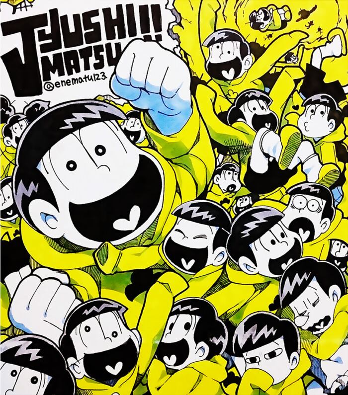 <o>_<o>, 6+boys, :o, arms_up, character_name, clenched_hands, floating, garara382