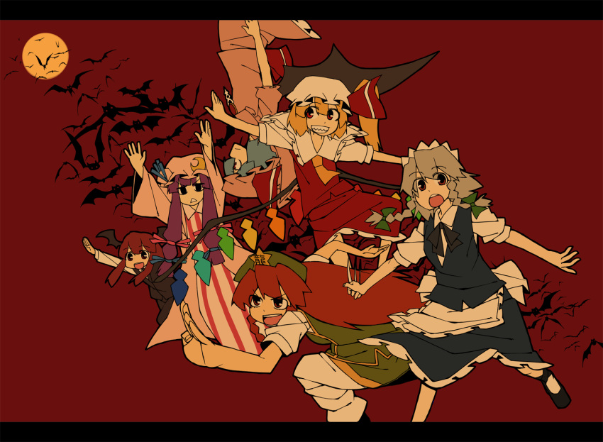 :d, :o, arms_up, bat, bat_wings, blonde_hair, blue_hair, bu-n