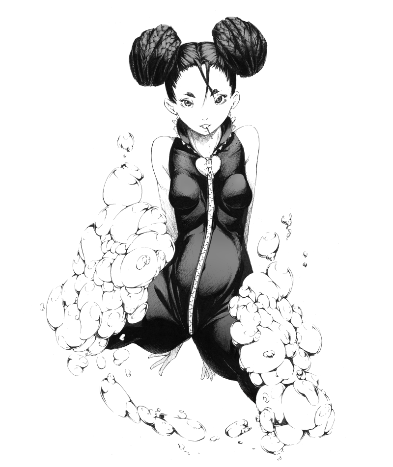 air_gear, double_bun, flower, monochrome, ohm, sawasawa, solo
