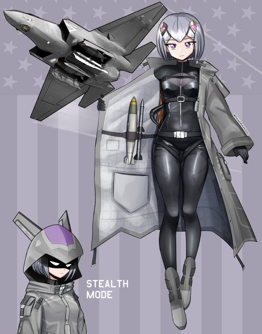 1girl, absurdres, aircraft, artist_name, belt, black_bodysuit, black_gloves, bodysuit