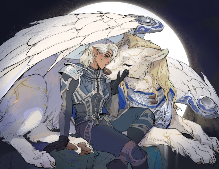 1girl, angel_wings, animal, animalization, armor, baldur's_gate, baldur's_gate_3, belt