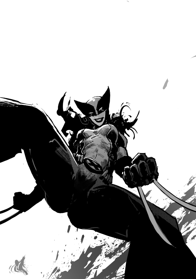 1girl, animification, ass, black_hair, bodysuit, claw_(weapon), claws, gloves