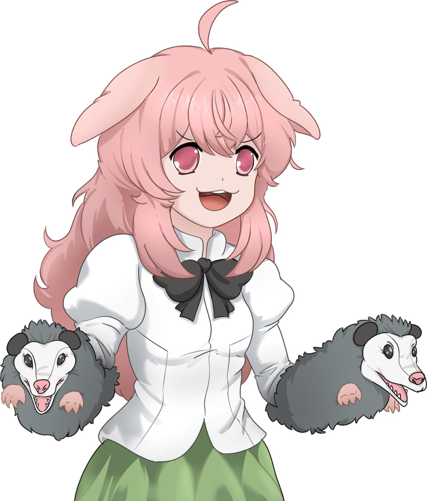 1girl, :3, absurdres, alternate_costume, animal_ears, black_bow, black_bowtie, bow