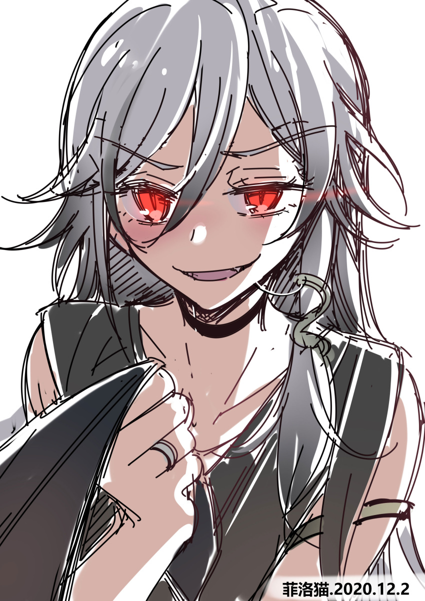 1girl, absurdres, alternate_costume, artist_name, black_choker, black_hair, black_shirt, chinese_clothes
