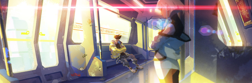 1boy, 1girl, absurdres, black_hair, black_shirt, closed_eyes, cyberpunk_(series), cyberpunk_edgerunners