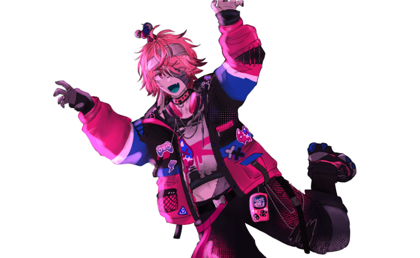 claw_pose, non-web_source, pink_hair, rosco_graves, virtual_youtuber, zombie