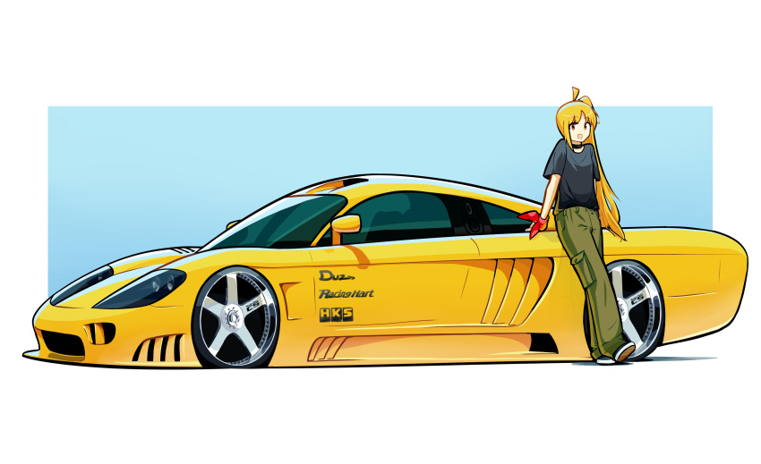 1girl, absurdres, black_choker, black_footwear, black_shirt, blue_background, bocchi_the_rock!, border