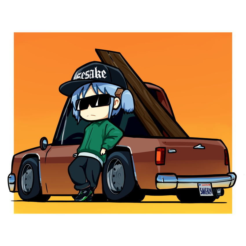 1girl, absurdres, air_jordan, air_jordan_5, baseball_cap, big_smoke, big_smoke_(cosplay), black_footwear