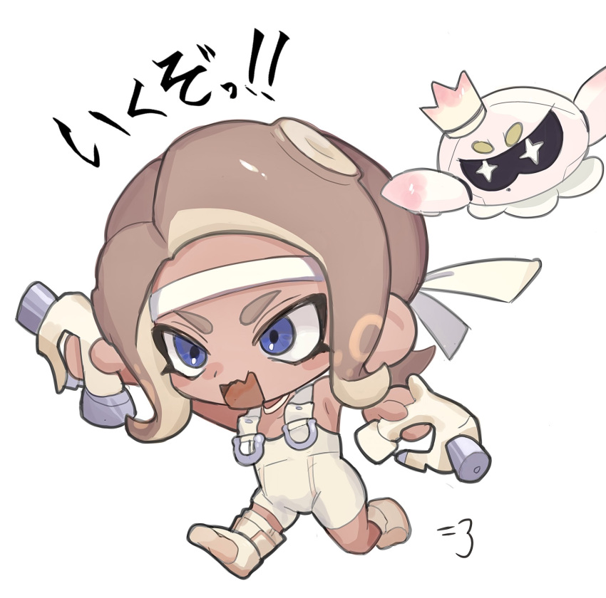 1girl, agent_8_(splatoon), blue_eyes, bodysuit, chibi, choker, d_msy8, drone