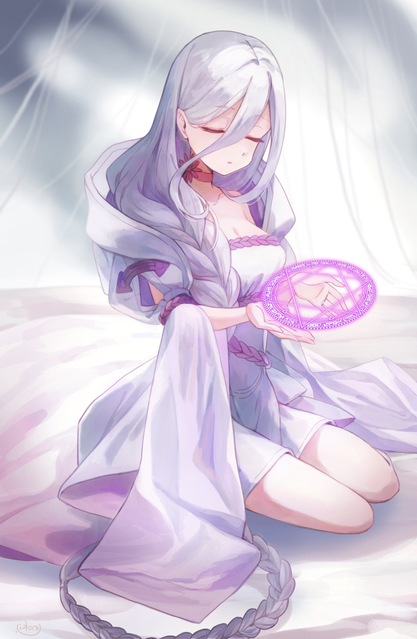 1girl, :o, absurdres, choker, closed_eyes, closed_mouth, dress, highres