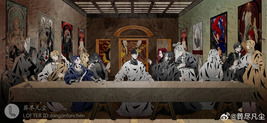 2girls, 6+boys, absurdres, adam_(lord_of_the_mysteries), amon_(lord_of_the_mysteries), ancient_sun_god, beard, black_hair