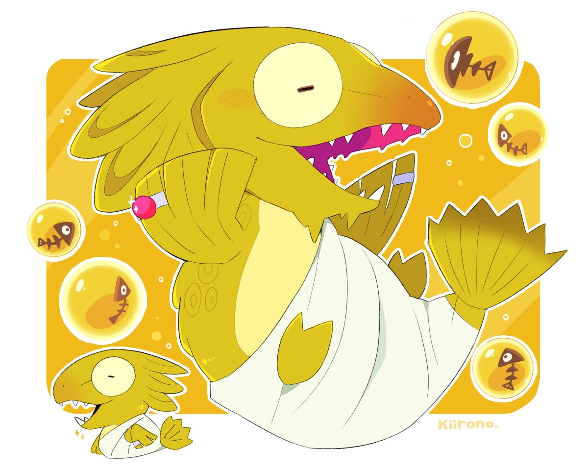 animal, animal_focus, closed_eyes, egg, fish, golden_egg, goldie_(splatoon), jewelry