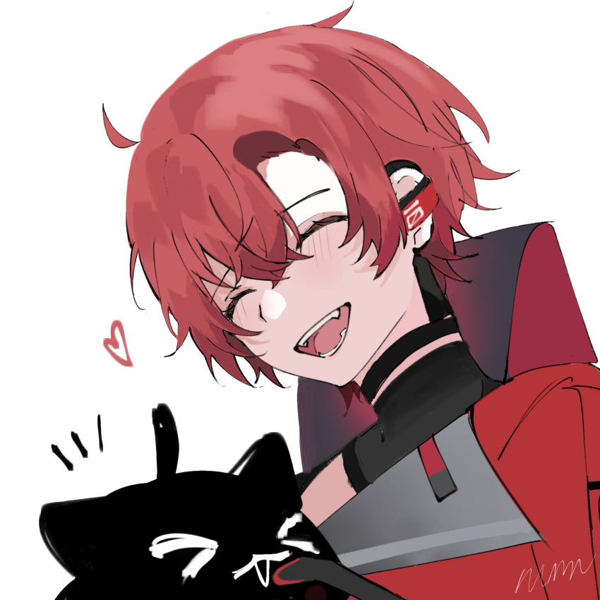 1boy, ahoge, bishounen, black_choker, black_gloves, choker, closed_eyes, creature