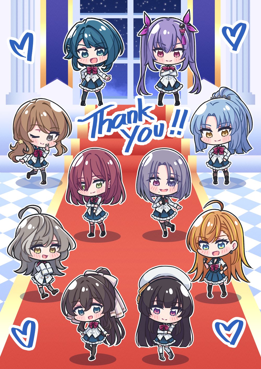 >:), 6+girls, :d, ;), ahoge, aizawa_kazuha, akamirai, aqua_eyes