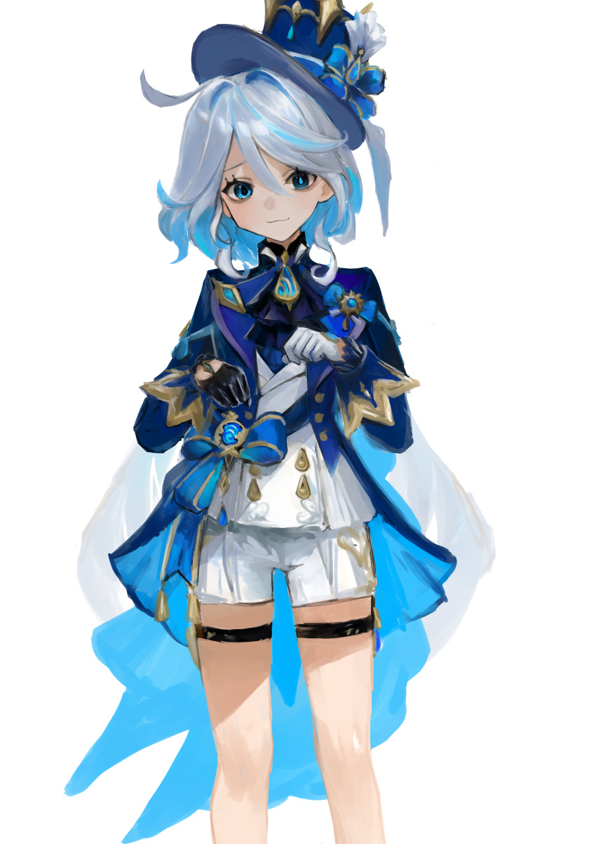 1girl, :3, absurdres, ahoge, ascot, asymmetrical_gloves, black_ascot, black_gloves
