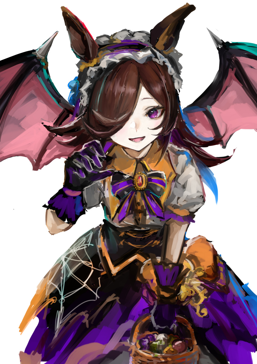 1girl, absurdres, animal_ears, bat_wings, black_bow, black_bowtie, black_wings, bow
