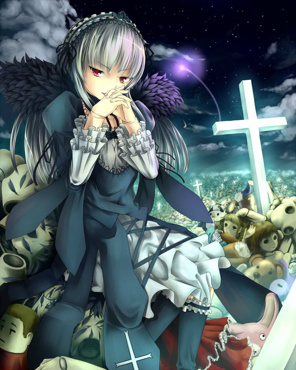 cloud, clouds, cross, doll, doll_joints, dress, feathers, frills