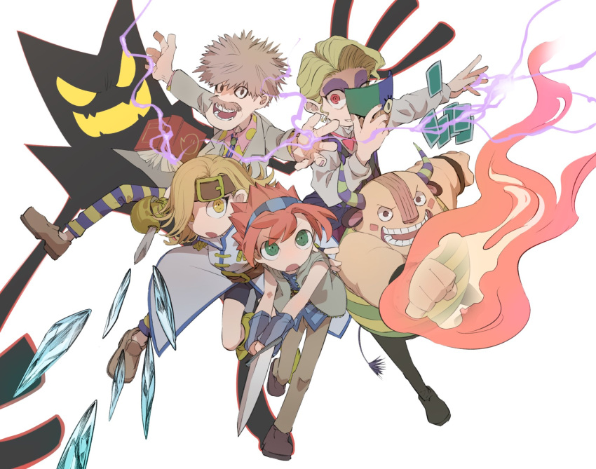 1girl, 4boys, amayadori-tei, belt, big_bull, bike_shorts, boku_to_maou, epros