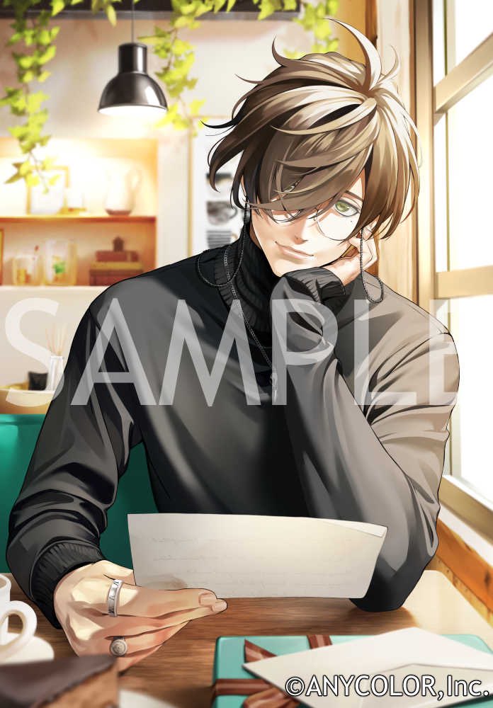 1boy, black_sweater, booth_seating, box, brown_hair, cake, cake_slice, chocolate_cake