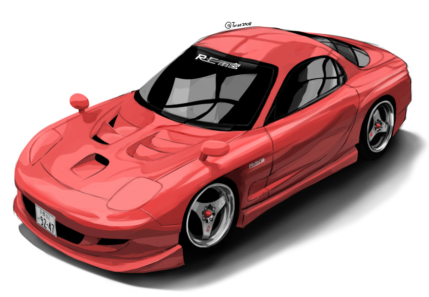 absurdres, airfryer1892, car, highres, license_plate, mazda, mazda_rx-7, mazda_rx-7_fd